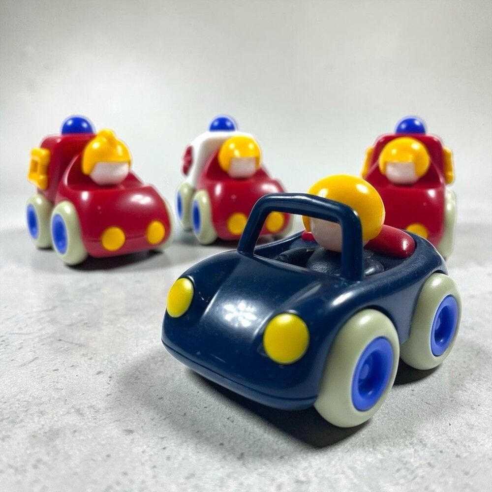4 Vintage 80's Tolo Toys Sports Racing Cars Primary Colors Colorful Lightweight